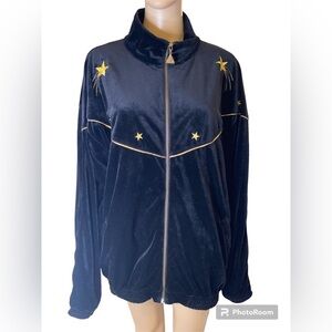 Euro Joy Paris Milan Embroidered Black Velvet Jacket Gold Trim size L